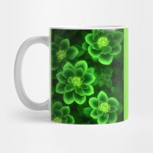 bioluminescent green flower pattern Mug